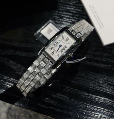 Cartier Tank 316L Steel 19*35MM Imported Swiss Movement Silver Bezel Watch
